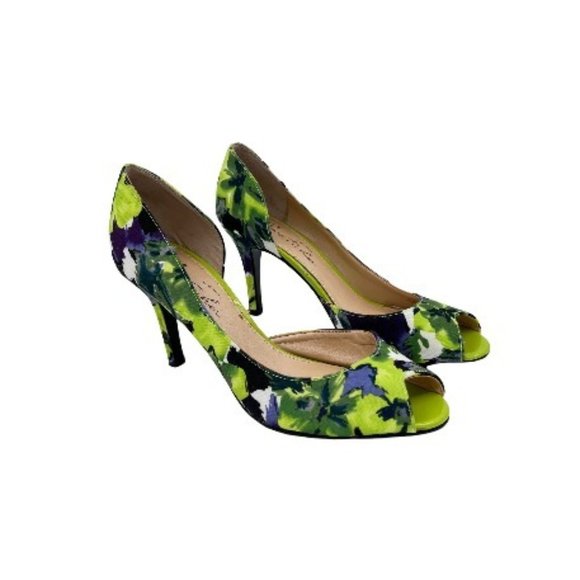 Marc Fisher Joey Floral Heel Sandals Green Size 7.5M Heels - Picture 1 of 7